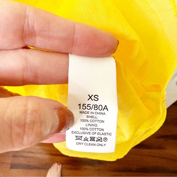 Kate Spade Fleurette Toss Voile Smocked Dress Yellow Floral Summer XS - Picture 11 of 13
